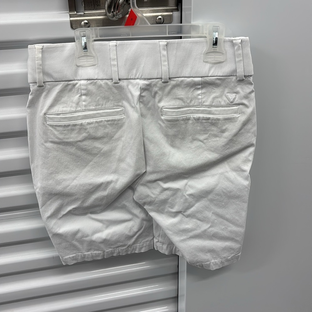 Callaway White Flat Front Shorts Crisp Viscose Blend Elastic Waist Golf Womens M - Picture 7 of 16